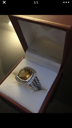 David Yurman Sterling Silver Albion Ring Lemon Citrine & Diamonds, sz 7.5. Like