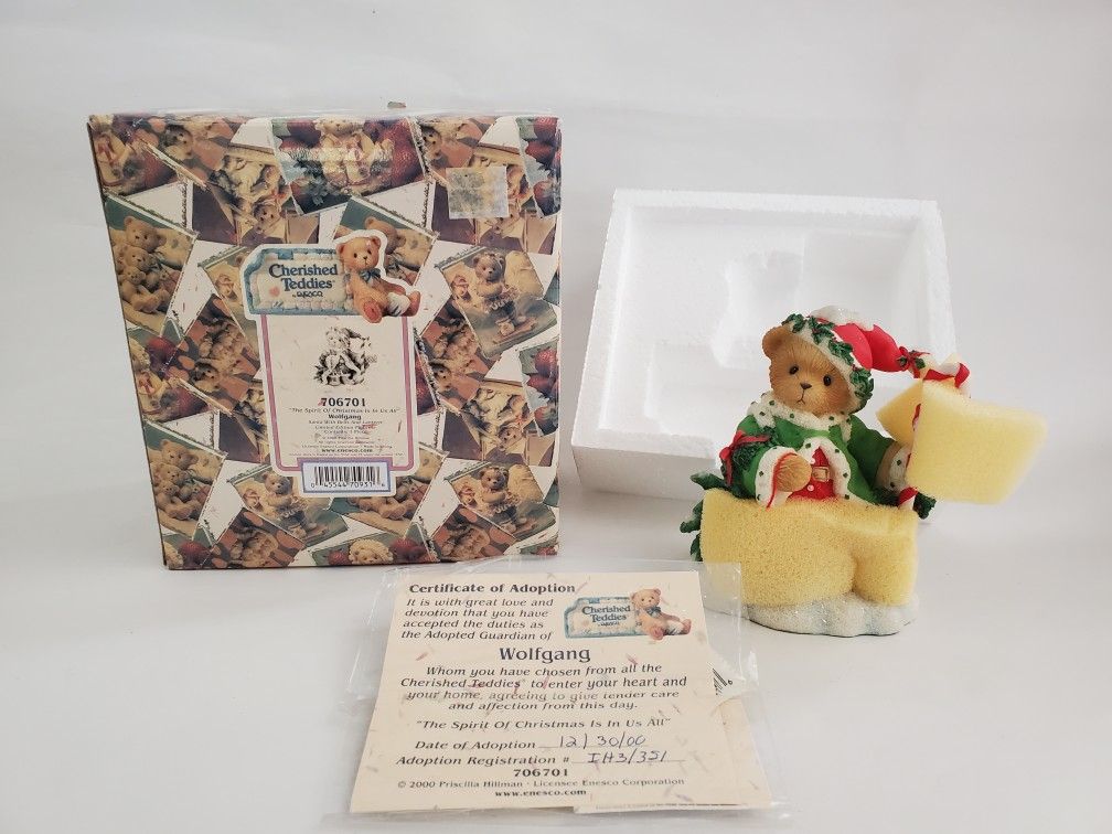2000 Cherished Teddies WOLFGANG CHRISTMAS FIGURINE 706701 NEW NIB  LIMITED SANT


MINT CONDITION,  STORED IN THE BOX, COMES WITH ORIGINAL PACKAGING



