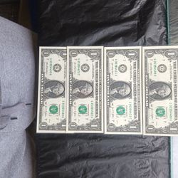 Lot of (4) $1 Fancy Serial Numbers 