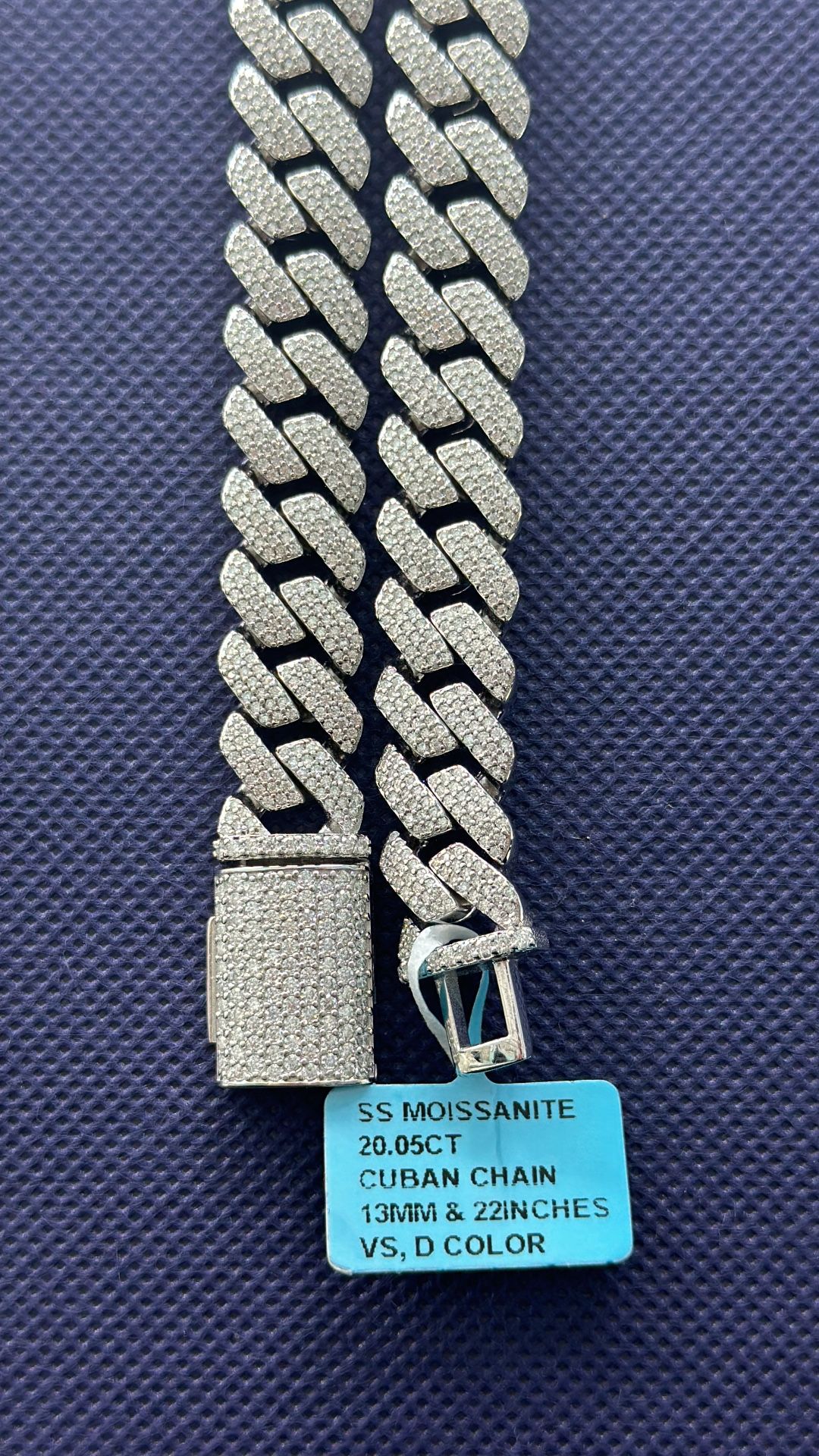 Sterling Silver Moissanite 13mm Square Cuban Chain