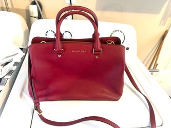 Michael Kors Sutton Large Satchel Burgundy Merlot Saffiano Leather Handbag