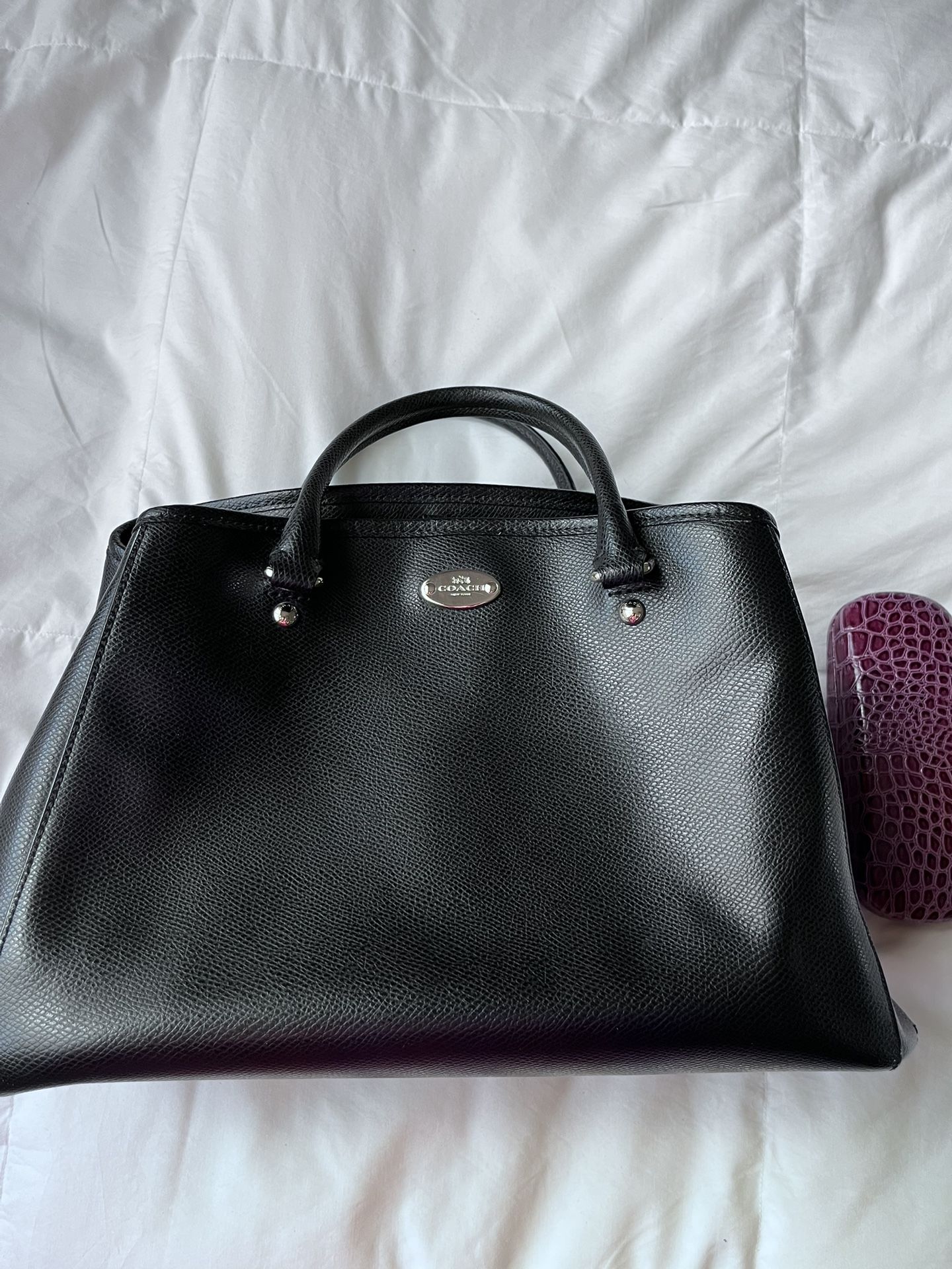 COACH Black Leather Margot Carryall Satchel