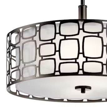 Kichler Sabine 3-Light Olde Bronze Modern/Contemporary Etched Glass Drum