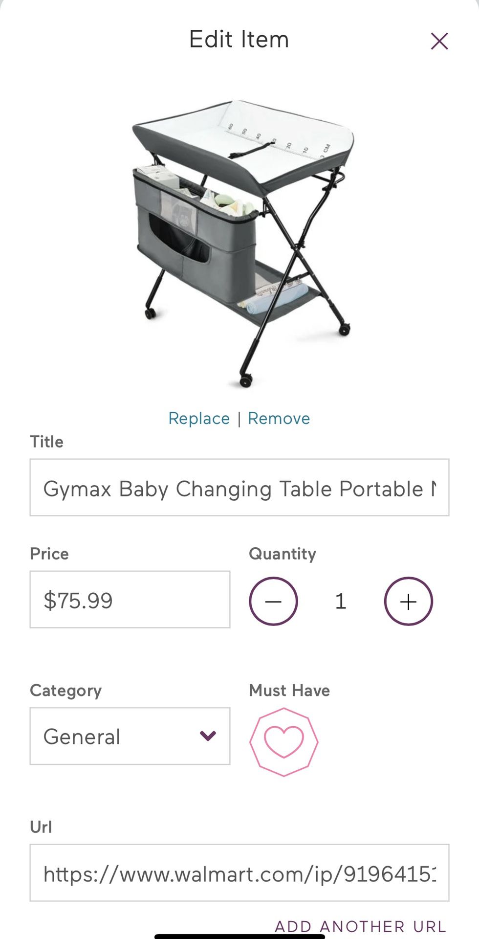 *new* Portable Changing table 