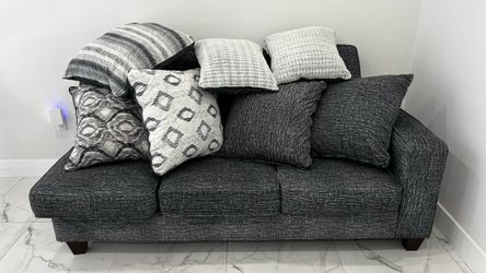 Dark Gray Fabric Loveseat Sofa