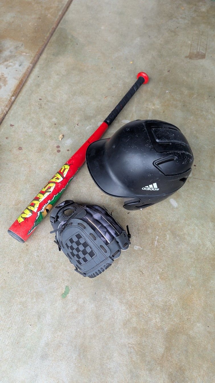 Baseball Youth Starter Kit - Helmet, Mitt, and Bat
