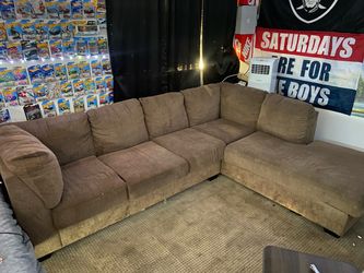 Brown Fabric Sectional Sofa with Chaise
