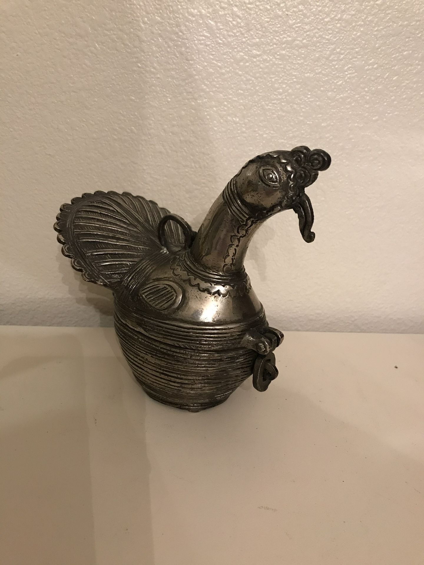Unique Pewter Rooster Stash Box