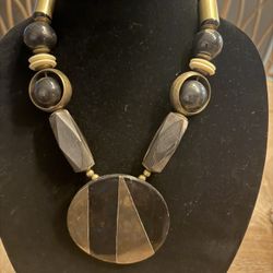 Vintage Solid Bone And Brass Necklace. Rare And Uniquely Gorgeous