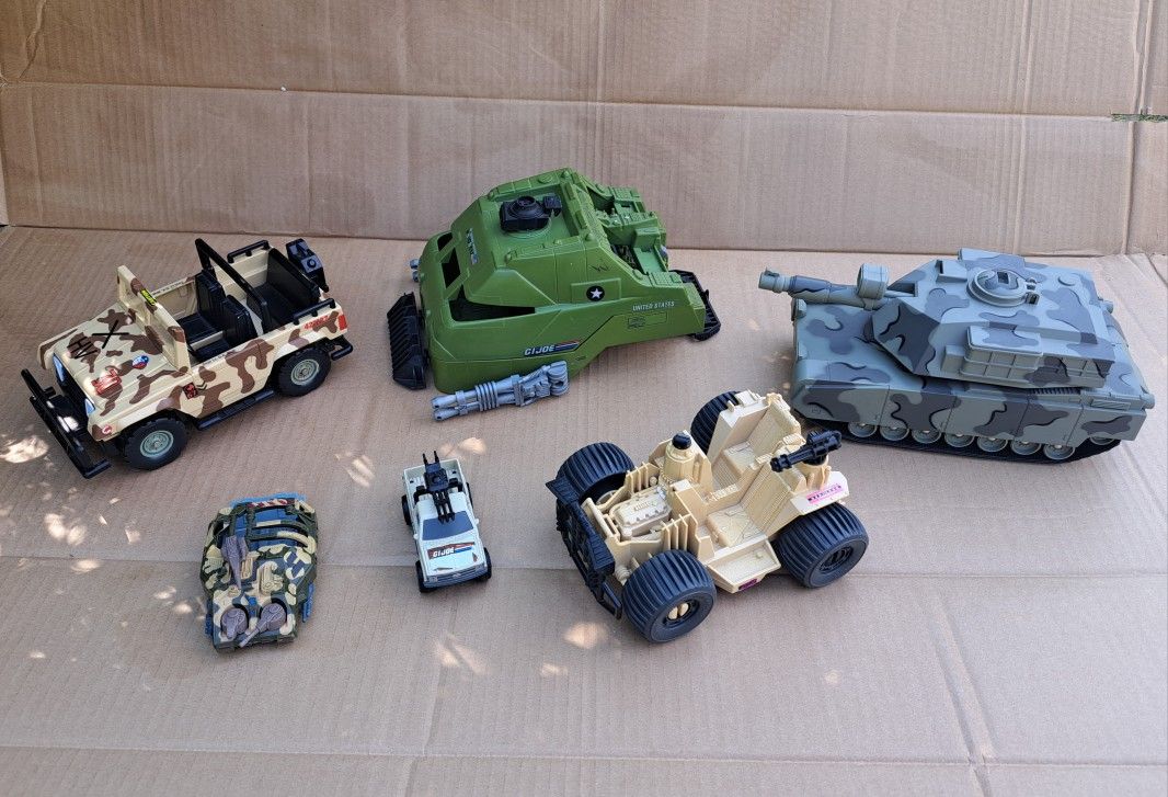 6 Vintage 80s 90s GI Joe Kenner Military Vehicles Tanks Humvee Trucks Hasboro Lanard Toys