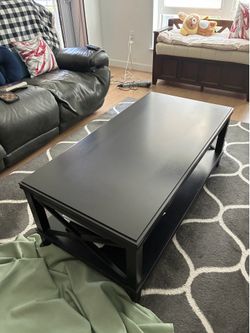 Black 2-Tier Wooden Coffee Table