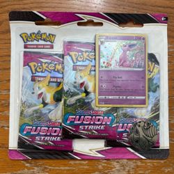 POKEMON SWORD & SHIELD FUSION STRIKE 3 PACK BLISTER W/ ESPEON FACTORY SEALED