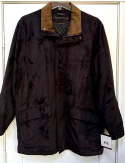Men’s Claiborne - Black with Brown Collar-Micro- Suede Jacket -XL-Water Repellent -New with Tags. 