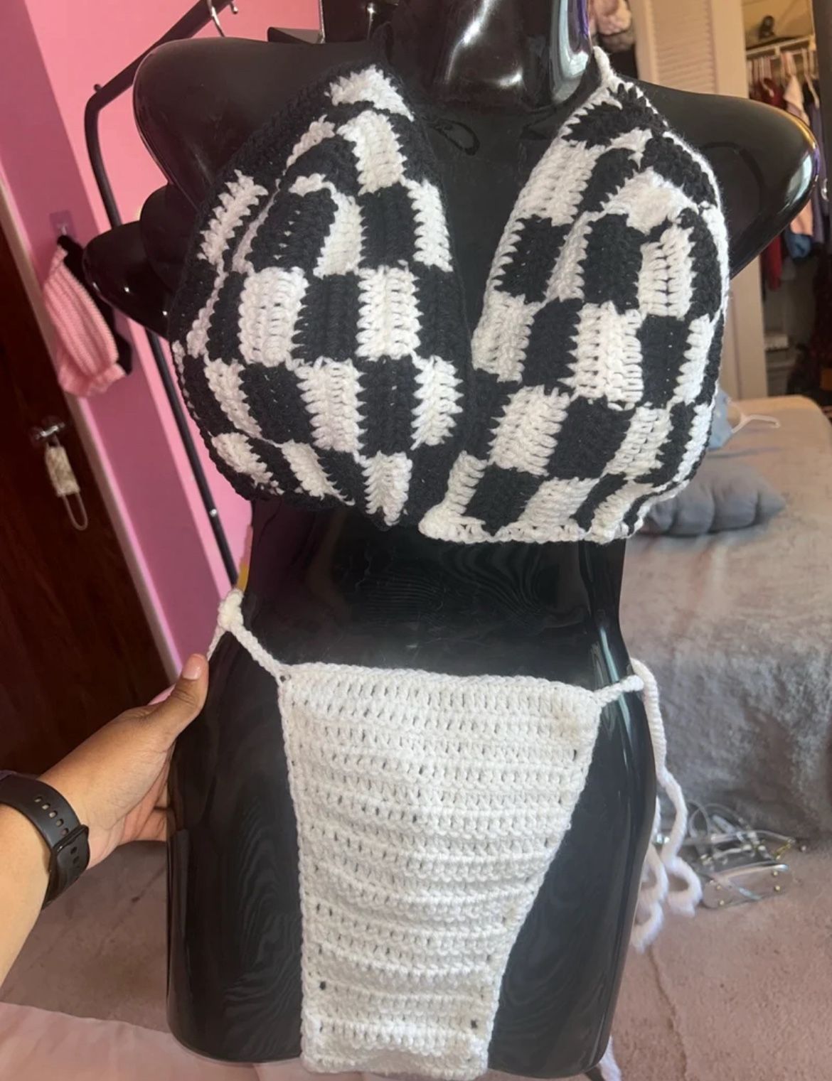 CROCHET checkered bikini set