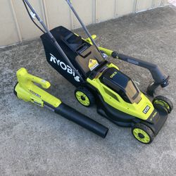 Ryobi 13 Inch 18v Mower Bundle Like New 