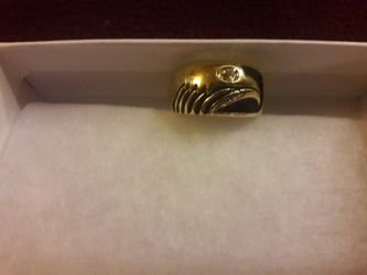 GOLD PLATED STAINLESS STEEL CUBIT ZARCONIA EAGLE RING
