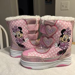 Disney Minnie Mouse Toddler Girls' Pink Snow Winter Boots Size 11/12 Medium