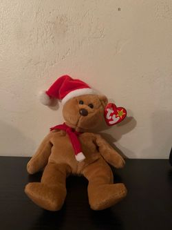 Ty beanie baby Santa hat brown bear