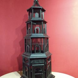 4 Story Bird Cage Vintage Ornate Wood stackable Design Birdhouse Avian Decoration Art - Casa Pajaro 