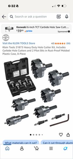 Klein Tools 31873 Carbide Hole Cutter Kit 8-Piece
