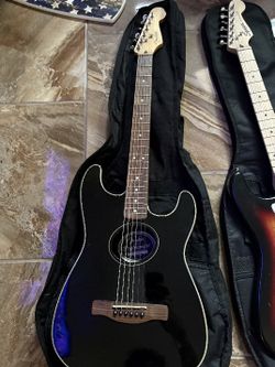 Squier Stratacoustic acoustic-electric guitar includes bag/amp/and chorus pedals (see description)