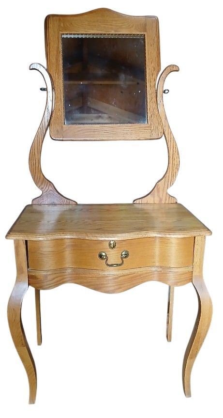 Antique Oak Dresser With Mirrror & Drawer