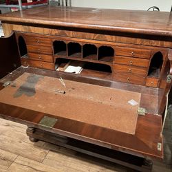 Antique Solid Wood Mahogany Butler Desk
