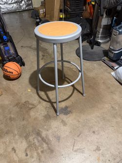 Metal Stool with Wood Seat
