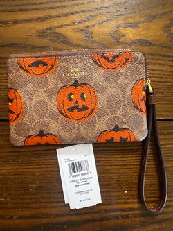 Coach Halloween Pumpkin Signature Wristlet