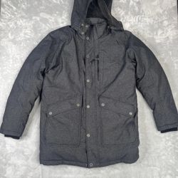 Prana Merced Jacket Mens XL Merced Down Filled Puffy Gray Hooded Ski Snow