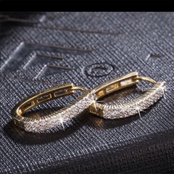 Diamond Studded Gold Earrings