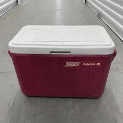 Coleman Polylite 28 Quart Cooler- Red And White