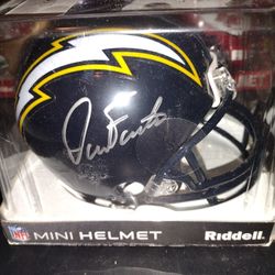 NFL Autograph San Diego Chargers Quarterback Dan Fouts Riddell Football Mini Helmet