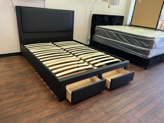 New black queen size bed frame