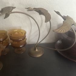 Vintage brass flying ducks