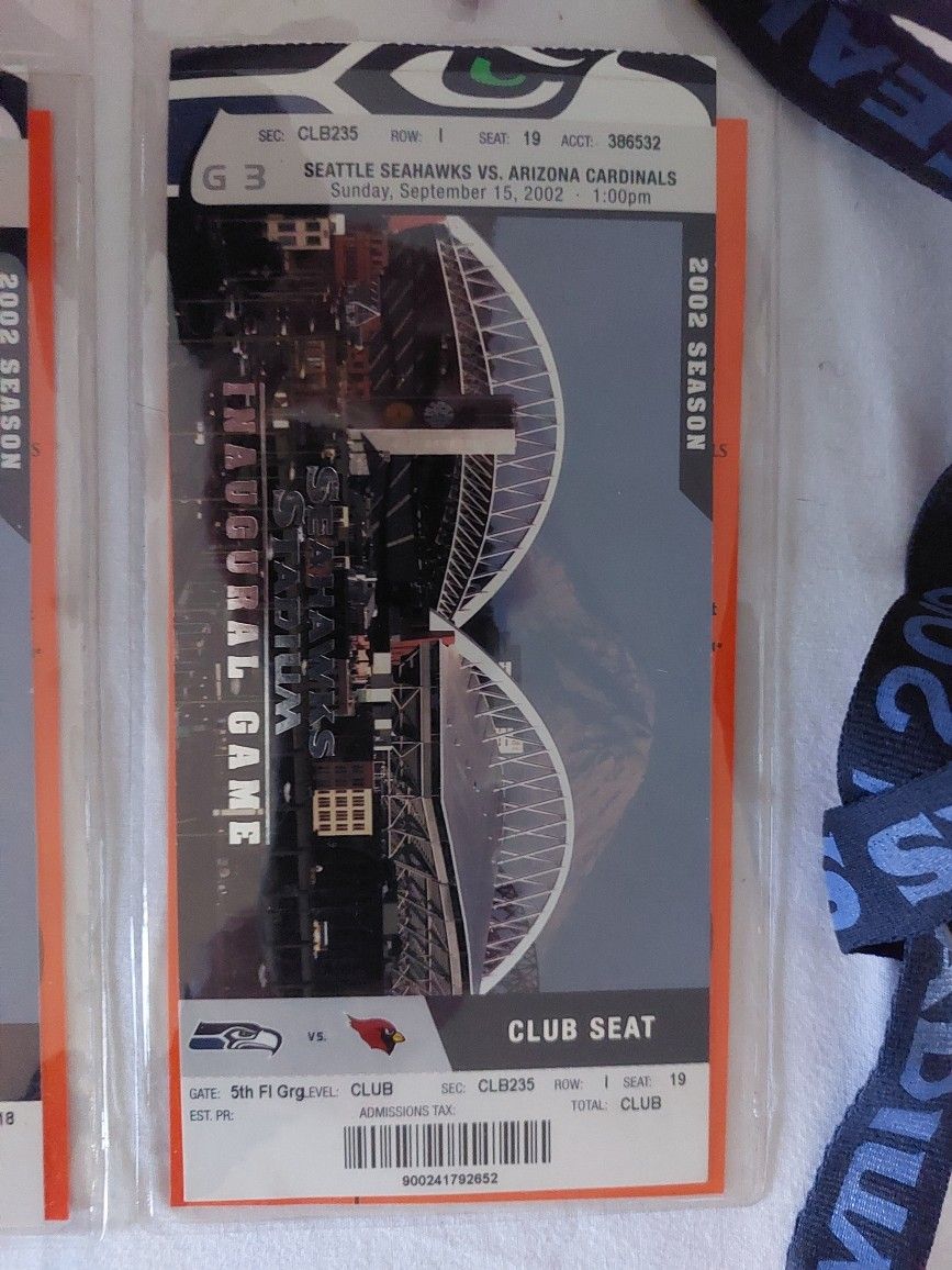2002 Seahawks Stadium Inaugural Game Tickets