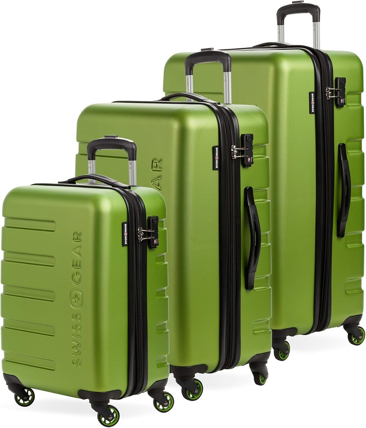 SwissGear 7366 Hardside Expandable Luggage with Spinner Wheels, Green, 3-Piece Set (19/23/27) 3-Piece Set (19/23/27) Green