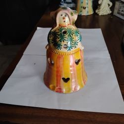 Vintage Women Figural Candle Holder Hand Painted Tealight Ceramic Italy
