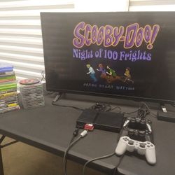 RARE! PLAYSTATION 2 SLIM/3 CONTROLLERS/36 TOTAL GAMES/39" VIZO TV + REMOTE & ANTENNA