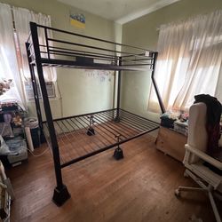 Loft Bunk Bed Twin Over Full Size With Ladder and Guard Rail Frame