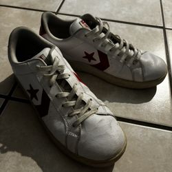 CONVERSE All STAR White Red Faux Leather Sneakers Size 9.5 men