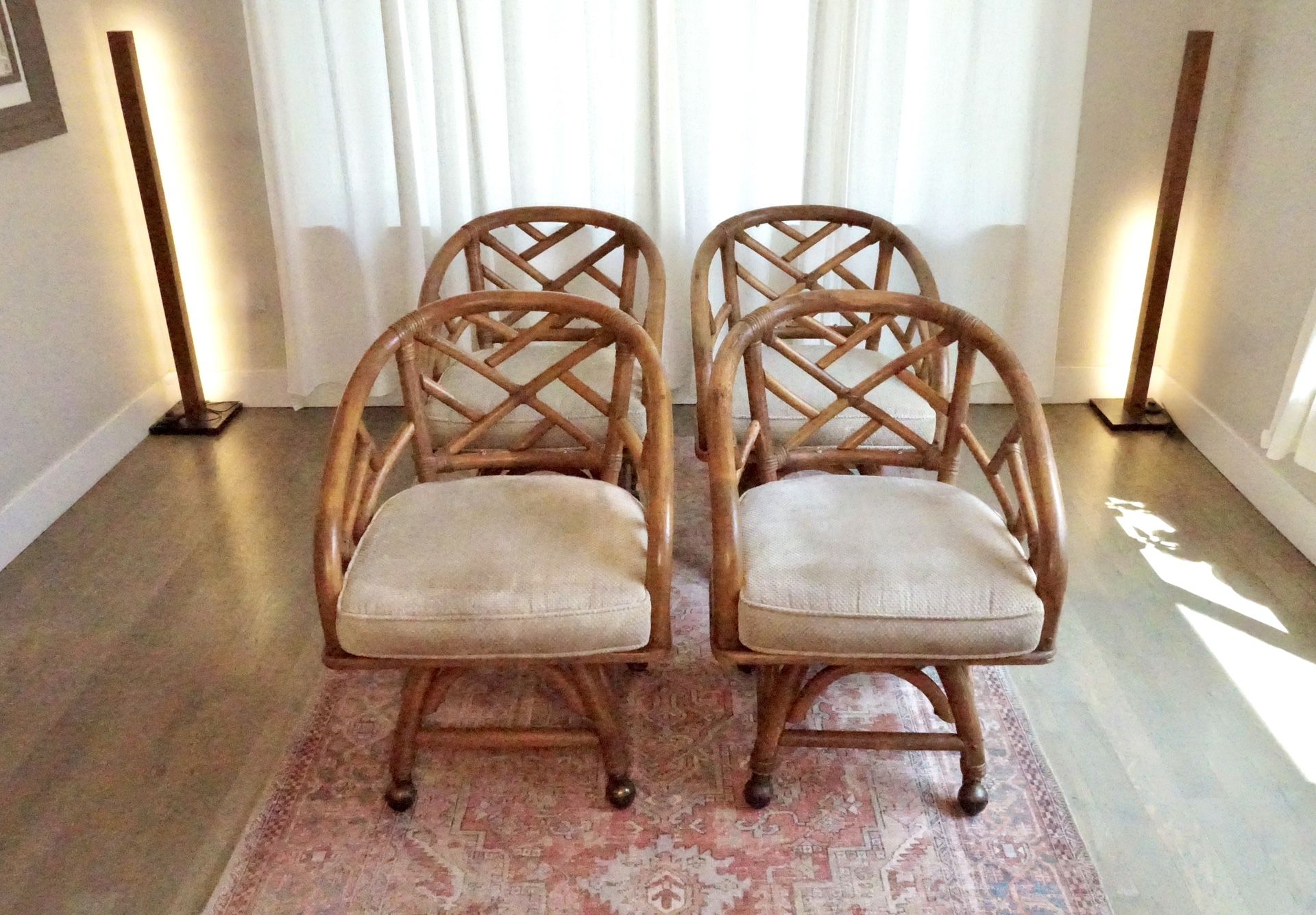 Vintage Rattan & Glass Dining Set – Tropical Mid-Mod Revival