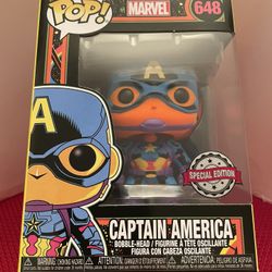 Funko Pop Marvel Captain America Blacklight International Sticker Version Release 
