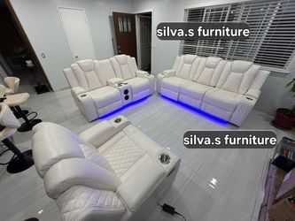 Power sofas set 3pcs recliner with speakers and Bluetooth usb charger eld lights cup 🥤 holder luz eld