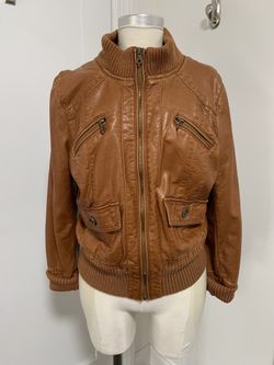 Large Cognac Leather Jacket.