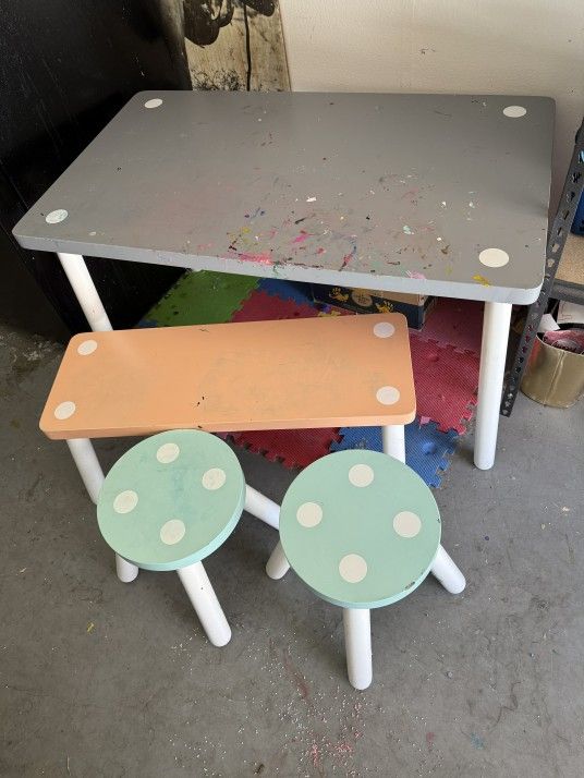 Kids Table & Stool Set – Cute & Sturdy (Used)