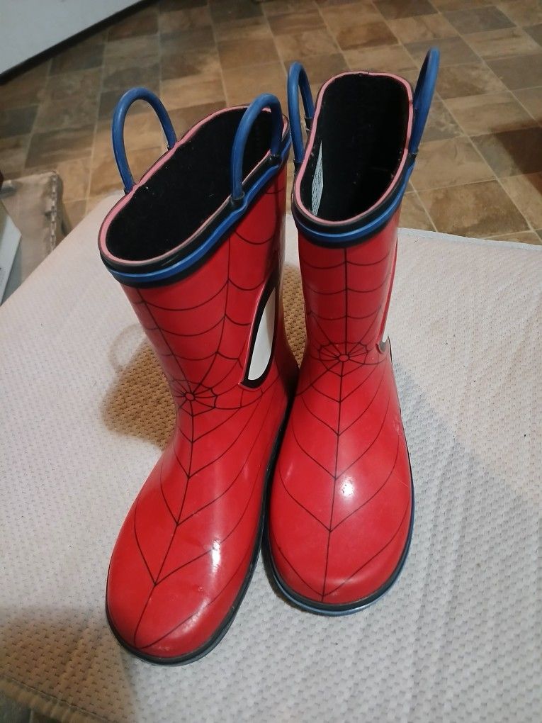 Marvel Spiderman Kids Rain Boots Size Two Three Excellent Condition