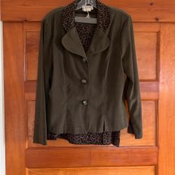 Olive Green Print Suit 