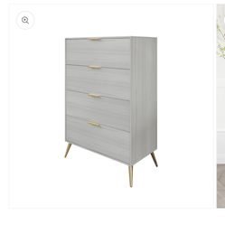 CraftPorch Contemporary 4-Drawers Wooden Chest - Light Grey