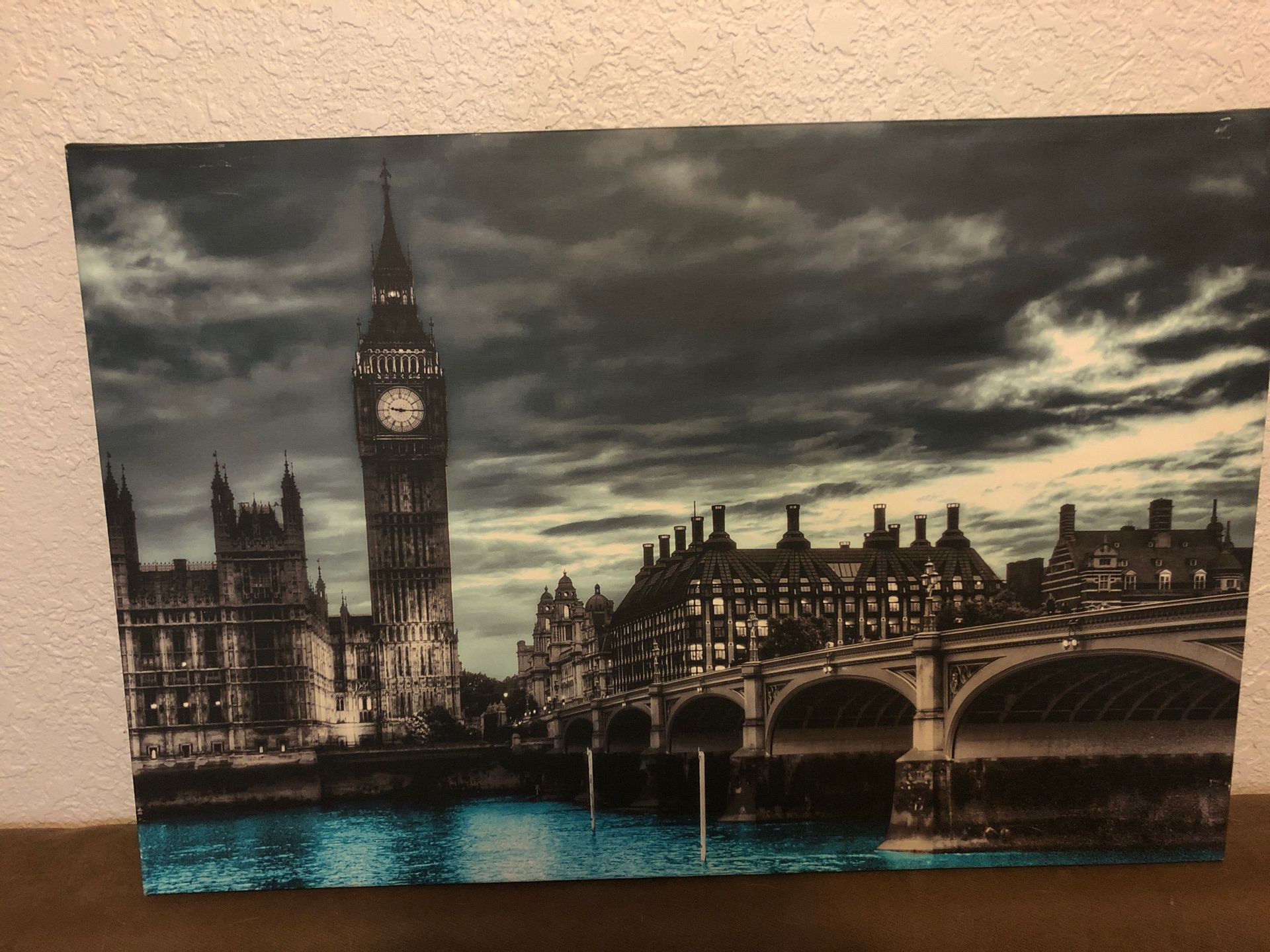 Gorgeous print of London with Big Ben a little to the left of the Westminster bridge 24” x 36”